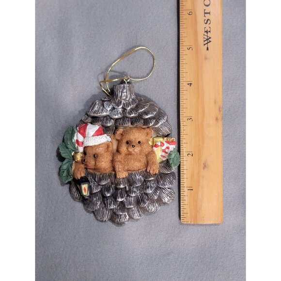 Vintage Scott’s Pine Cone 4" Christmas Ornament Brown Bear Cubs - Picture 4 of 4